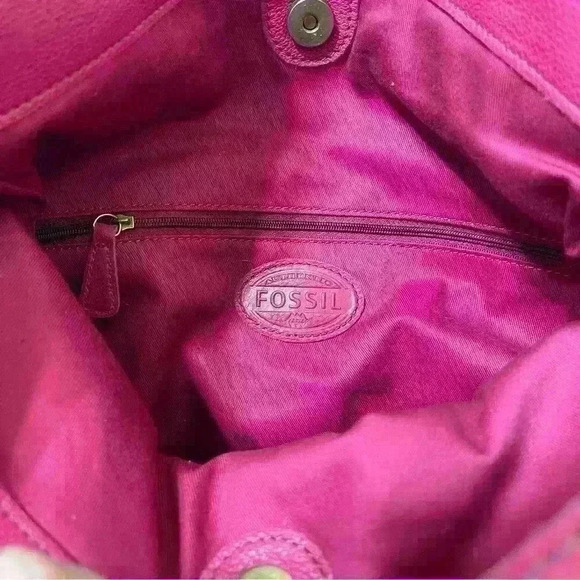 Fossil Women's Medium Burgundy Leather Designer Cross Body Bag Multiple Pockets - Picture 6 of 12